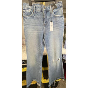 NWT Express Jeans Women’s Blue 70s Flare Mid Rise Raw Hem Sz 8 Short MSRP $61.99